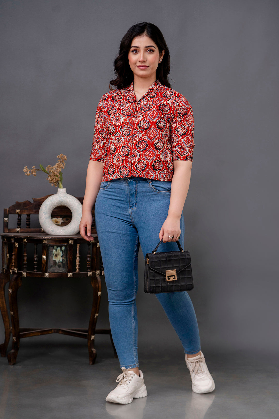 Women Maroon Printed Straight Tunic | LASVINI - Redefining Indian Fashion with Elegance