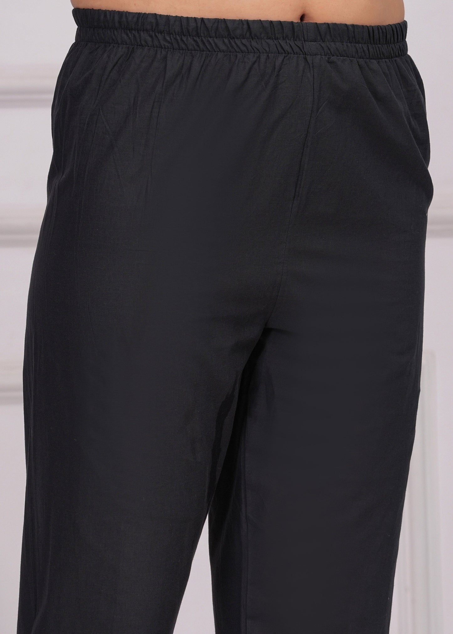 Women Black Solid Palazzo with Lace Detailing | LASVINI - Redefining Indian Fashion with Elegance