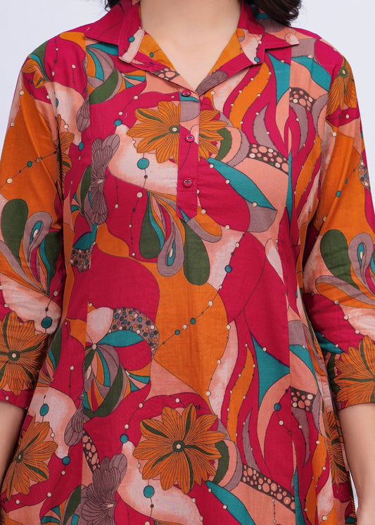 Pink Printed Co-Ord set for Women | LASVINI - Redefining Indian Fashion with Elegance