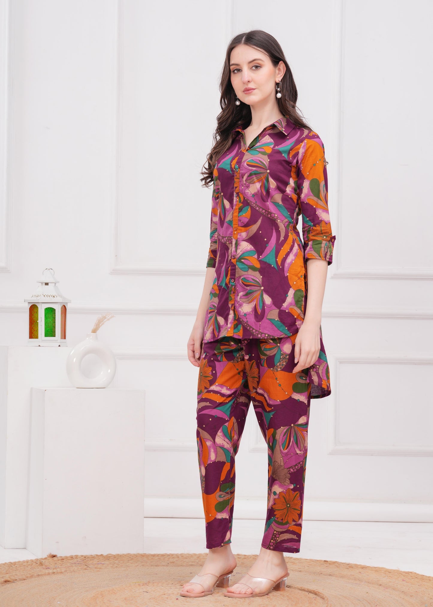 Purple Printed Co-Ord set for Women | LASVINI - Redefining Indian Fashion with Elegance