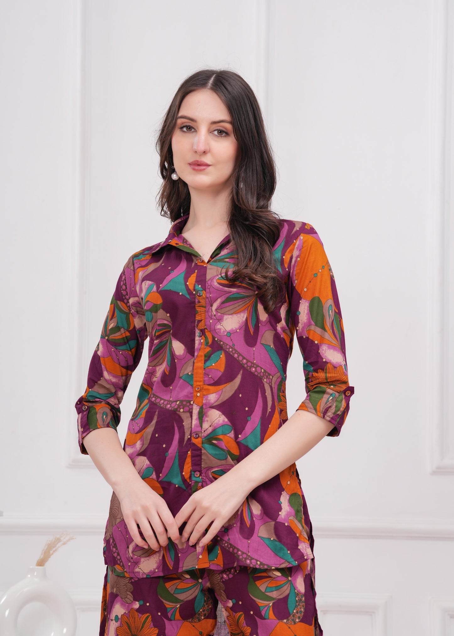 Purple Printed Co-Ord set for Women | LASVINI - Redefining Indian Fashion with Elegance