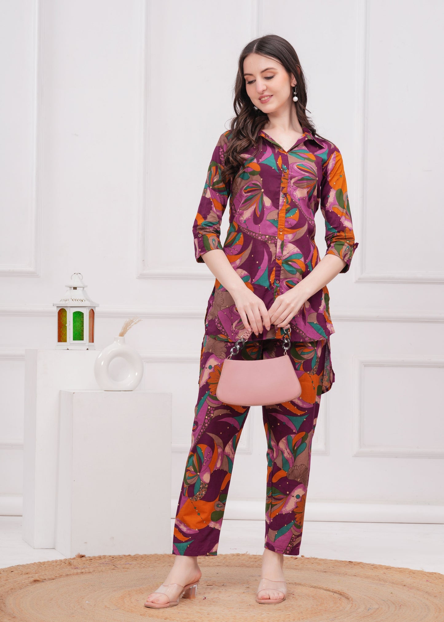 Purple Printed Co-Ord set for Women | LASVINI - Redefining Indian Fashion with Elegance