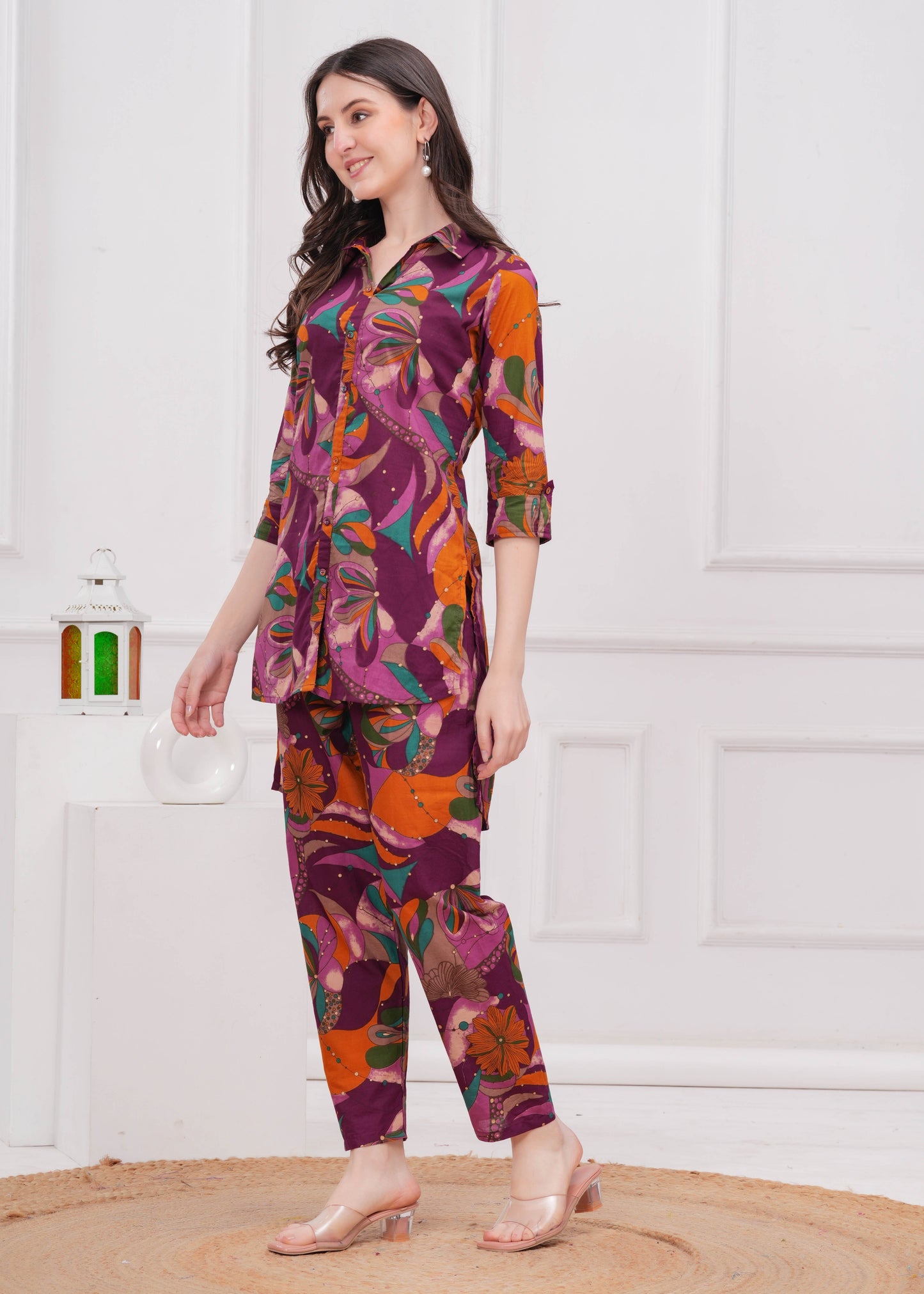 Purple Printed Co-Ord set for Women | LASVINI - Redefining Indian Fashion with Elegance