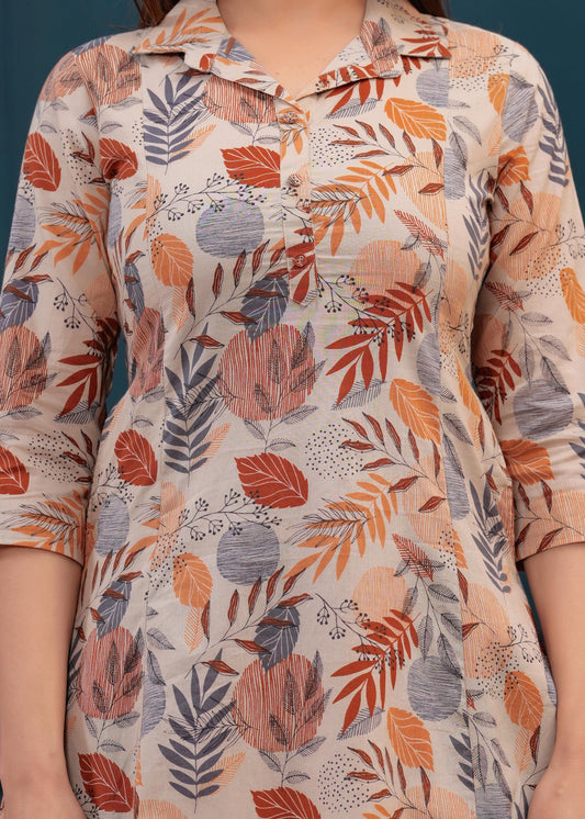 Beige Printed Co-Ord set for Women | LASVINI - Redefining Indian Fashion with Elegance