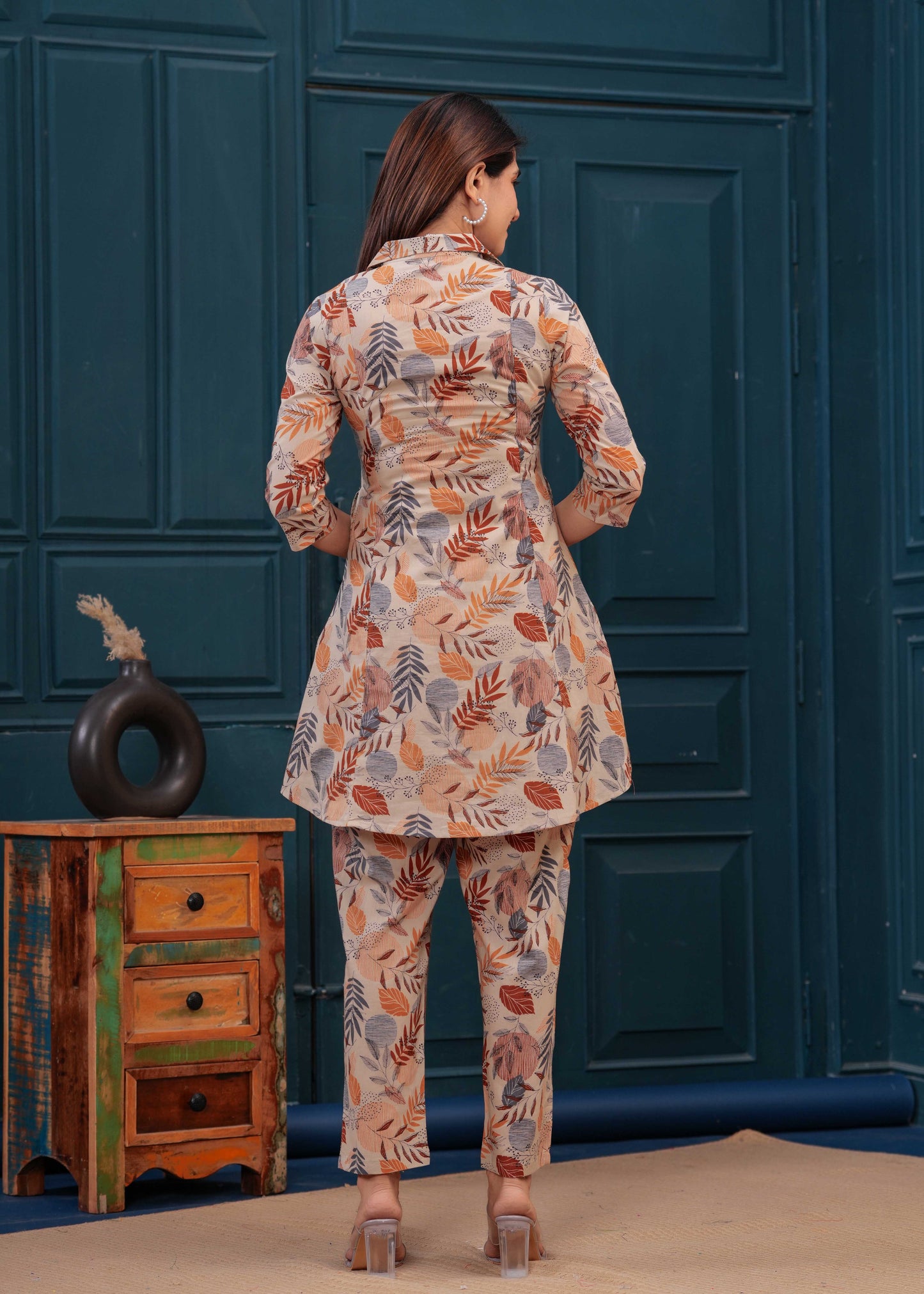 Beige Printed Co-Ord set for Women | LASVINI - Redefining Indian Fashion with Elegance