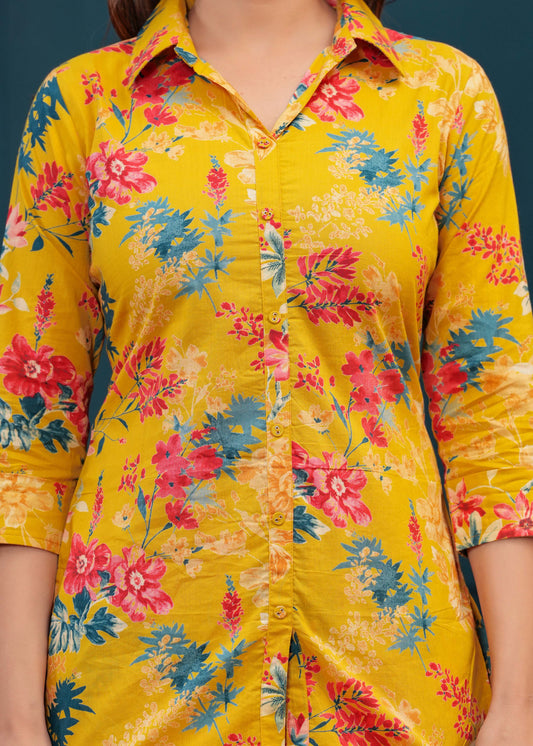 Yellow Printed Co-Ord set for Women | LASVINI - Redefining Indian Fashion with Elegance