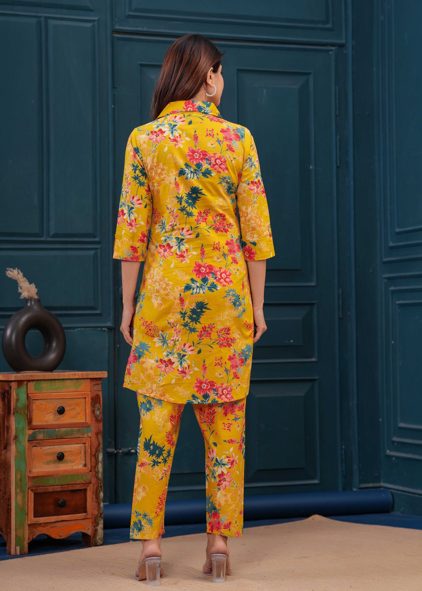 Yellow Printed Co-Ord set for Women | LASVINI - Redefining Indian Fashion with Elegance
