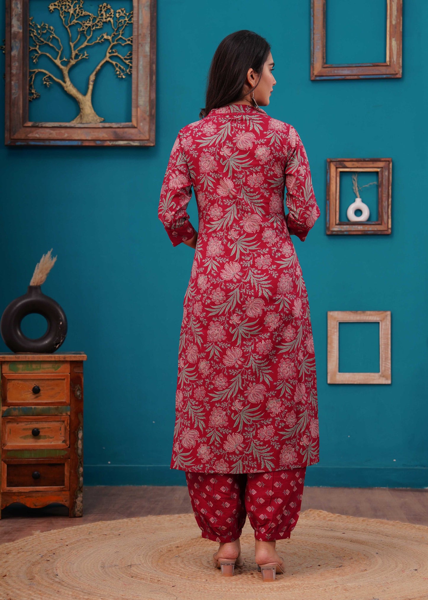 Pink Printed Straight Kurta Set With Dupatta for Women | LASVINI - Redefining Indian Fashion with Elegance