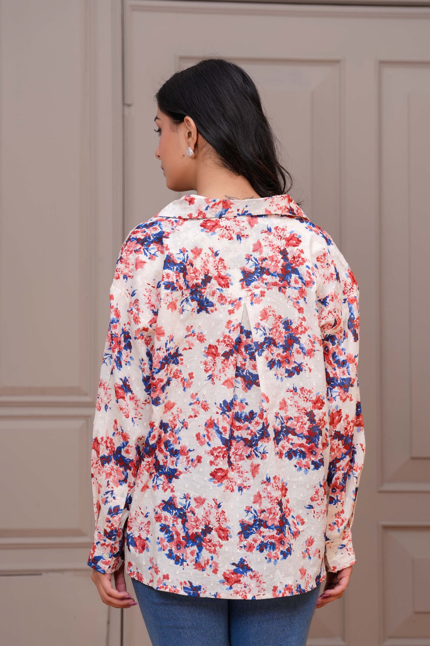 Women Off White Floral Printed Top | LASVINI - Redefining Indian Fashion with Elegance