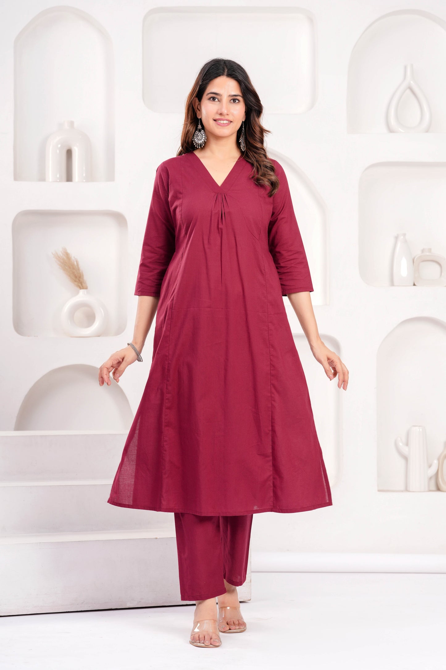 Burgundy Casual Wear Co-Ord set for Women | LASVINI - Redefining Indian Fashion with Elegance