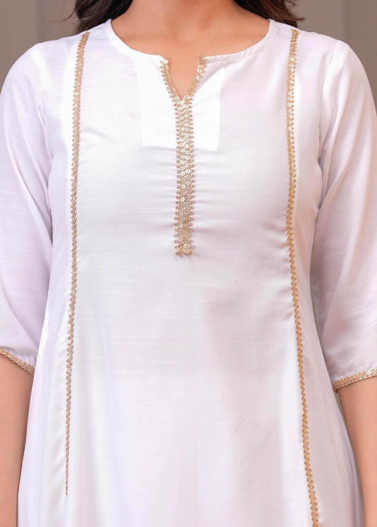 White Solid Kurta Set with Dupatta for Women | LASVINI - Redefining Indian Fashion with Elegance