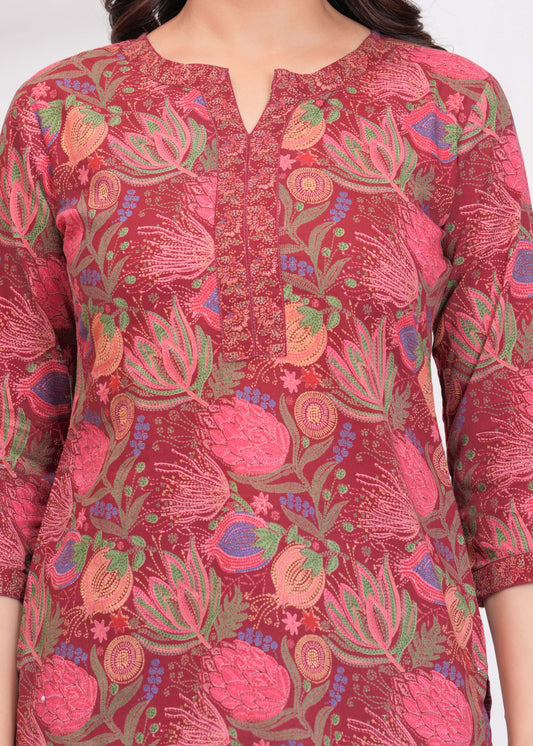 Floral Printed Straight Tunic for Women | LASVINI - Redefining Indian Fashion with Elegance