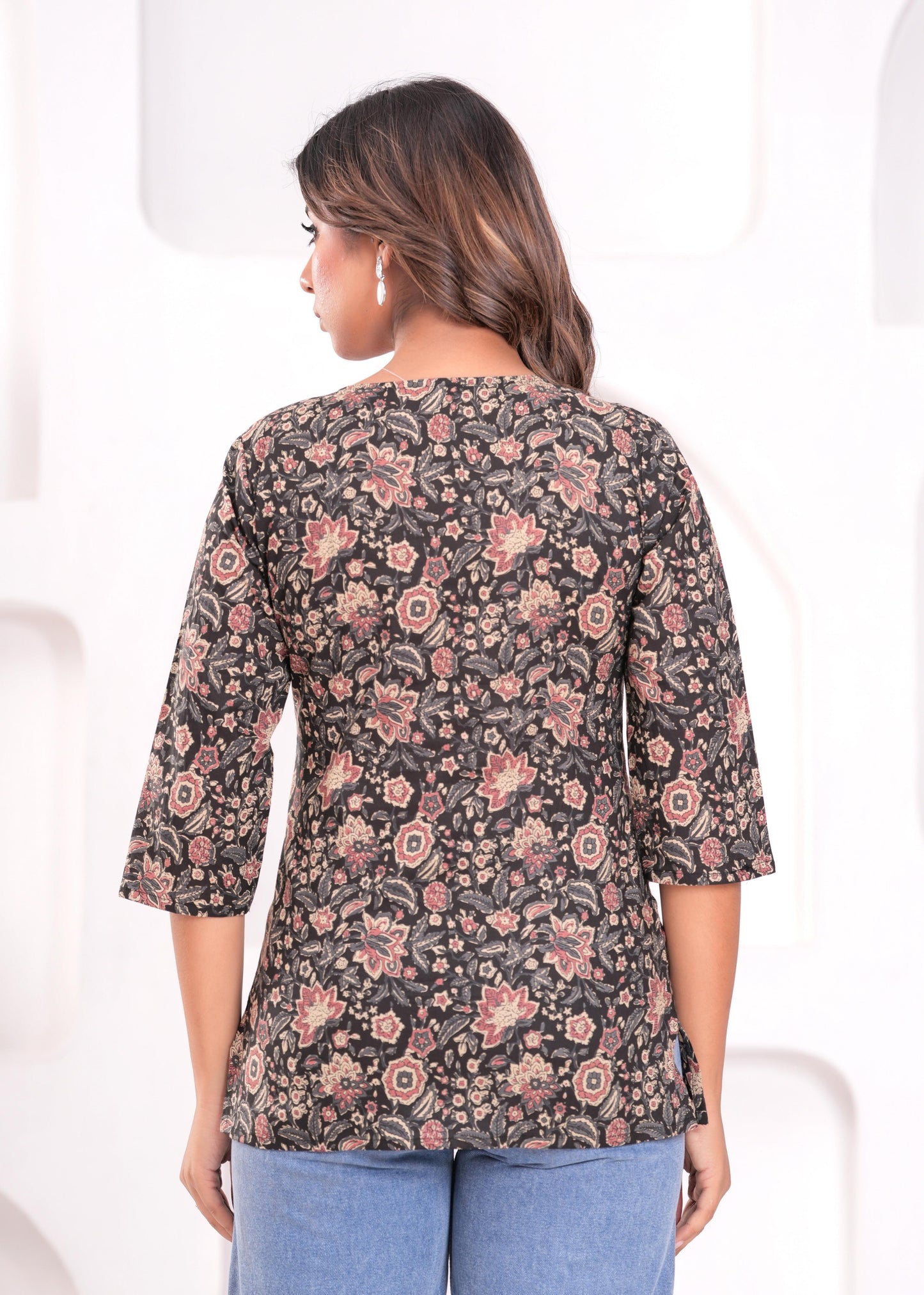 Black Printed Straight Tunic for Women | LASVINI - Redefining Indian Fashion with Elegance