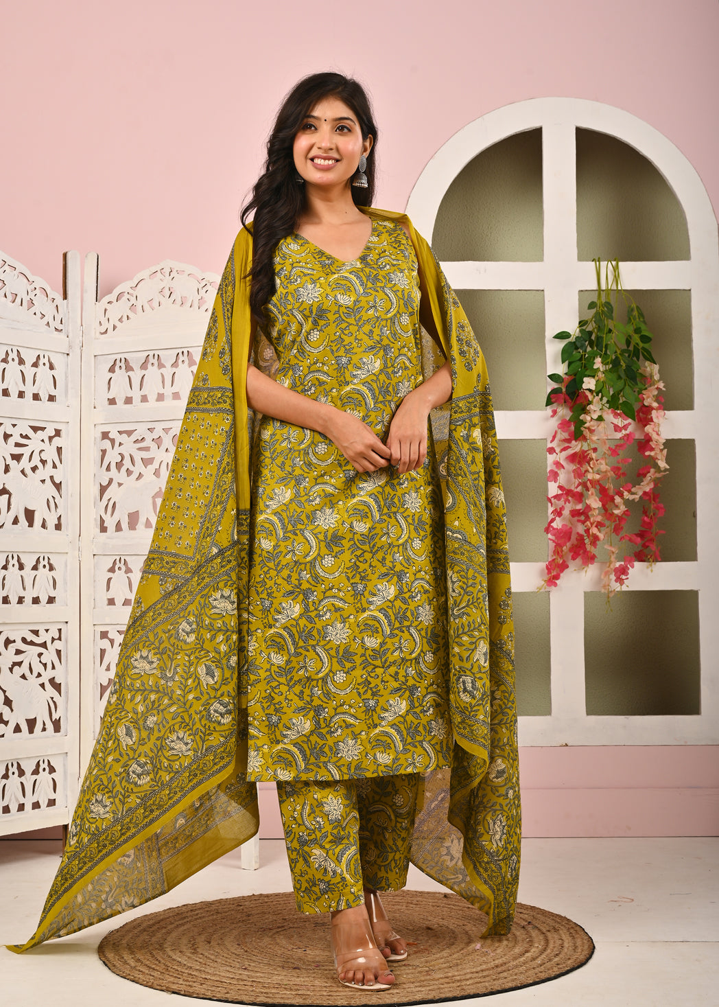 Floral Printed Kurta Set with Dupatta for Women | LASVINI - Redefining Indian Fashion with Elegance