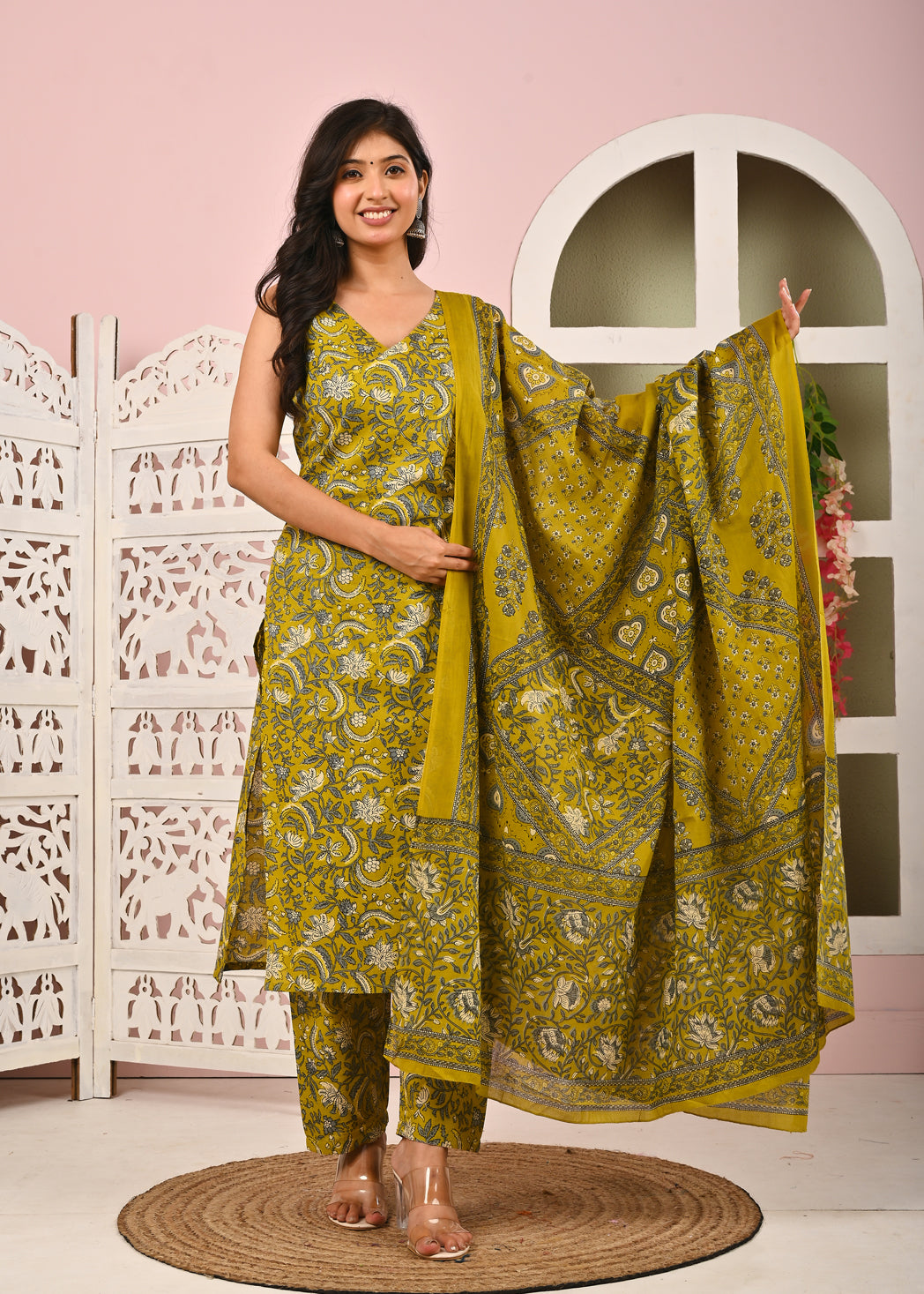 Floral Printed Kurta Set with Dupatta for Women | LASVINI - Redefining Indian Fashion with Elegance