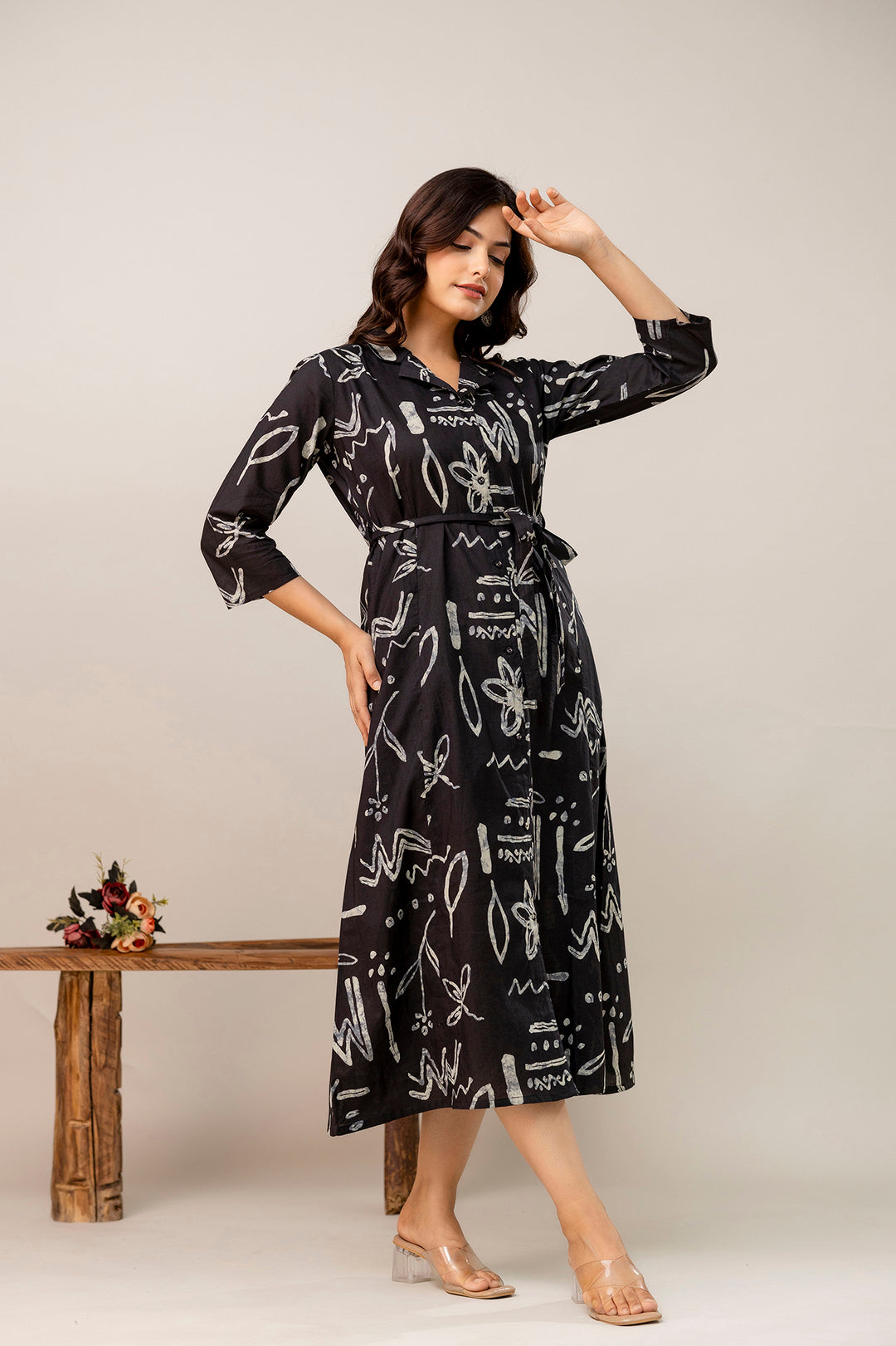 Black Printed Dress fro Women | LASVINI - Redefining Indian Fashion with Elegance