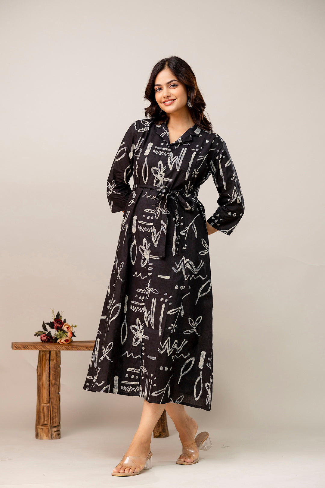 Black Printed Dress fro Women | LASVINI - Redefining Indian Fashion with Elegance