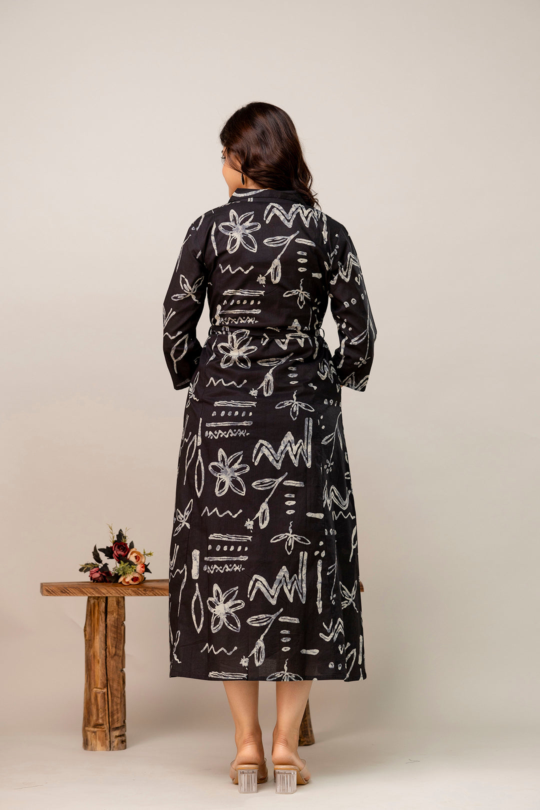 Black Printed Dress fro Women | LASVINI - Redefining Indian Fashion with Elegance