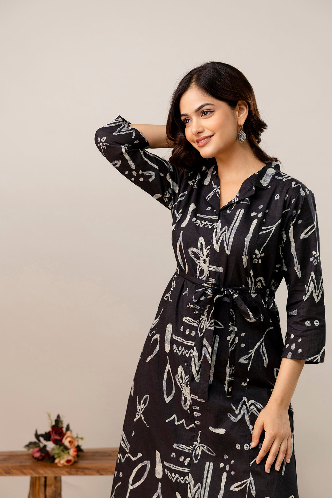 Black Printed Dress fro Women | LASVINI - Redefining Indian Fashion with Elegance
