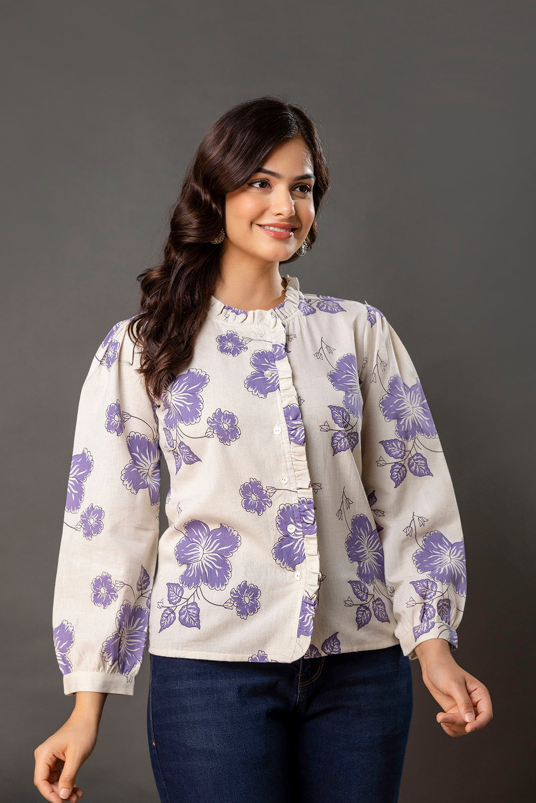 Off White Printed Top for Women | LASVINI - Redefining Indian Fashion with Elegance