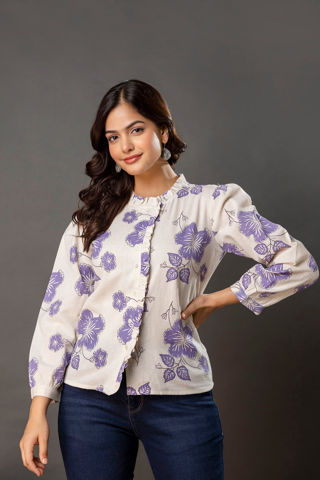 Off White Printed Top for Women | LASVINI - Redefining Indian Fashion with Elegance