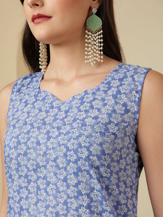 Blue Printed Kurta Set with Dupatta for Women | LASVINI - Redefining Indian Fashion with Elegance