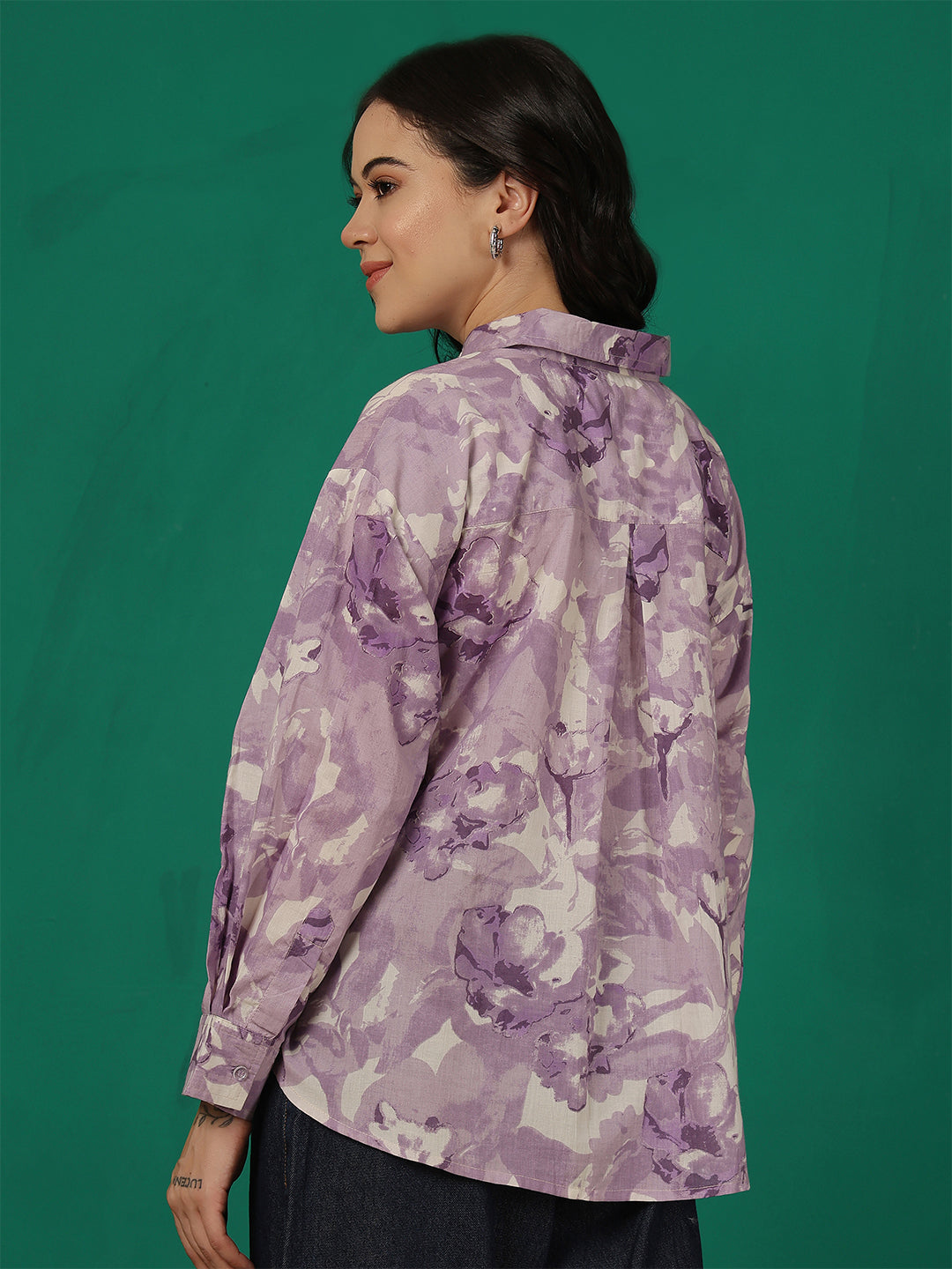 Purple Floral Printed Shirt for Women | LASVINI - Redefining Indian Fashion with Elegance