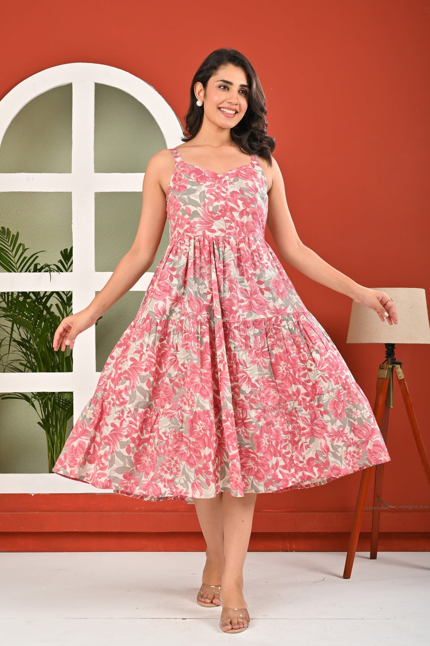 Pink Printed Dress for Women | LASVINI - Redefining Indian Fashion with Elegance