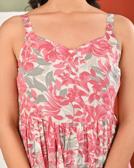 Pink Printed Dress for Women | LASVINI - Redefining Indian Fashion with Elegance