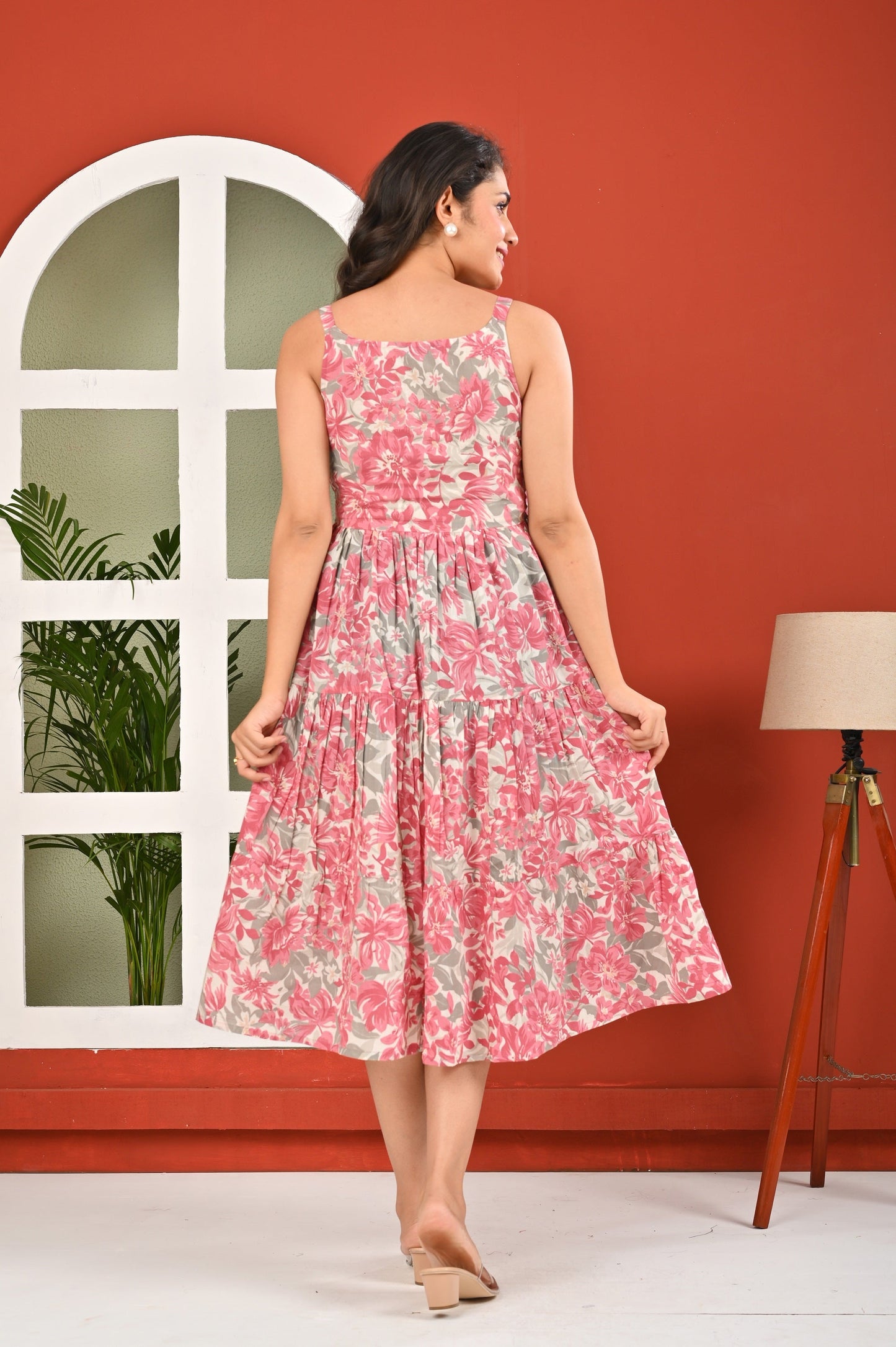 Pink Printed Dress for Women | LASVINI - Redefining Indian Fashion with Elegance