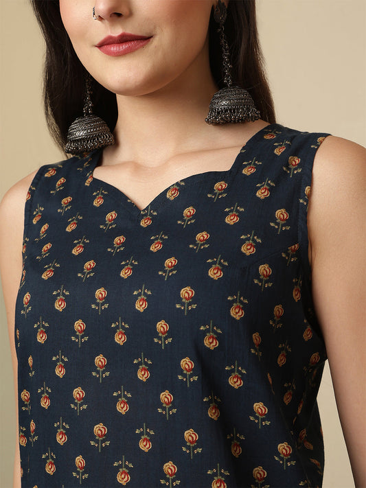 Blue Printed Kurta Set with Dupatta for Women | LASVINI - Redefining Indian Fashion with Elegance