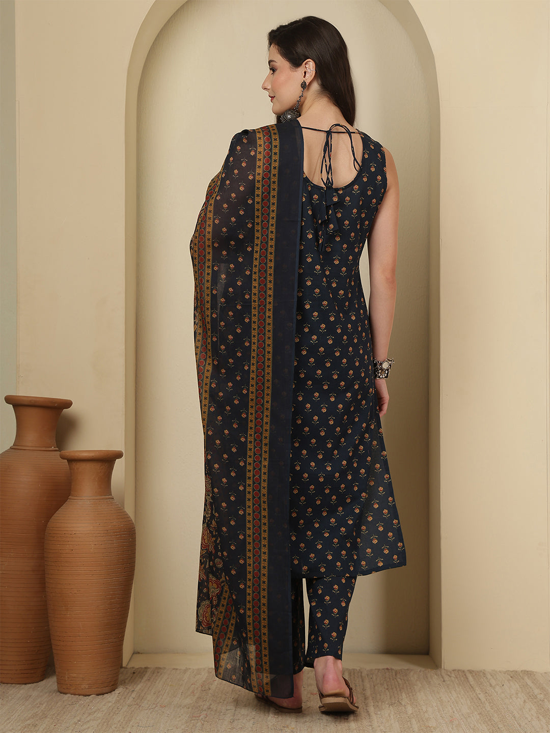 Blue Printed Kurta Set with Dupatta for Women | LASVINI - Redefining Indian Fashion with Elegance