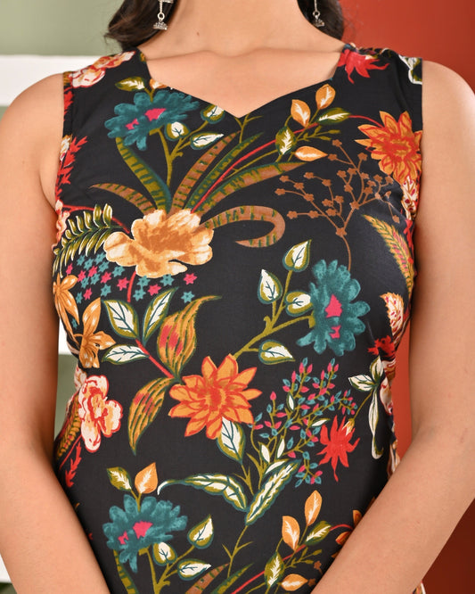 Black Printed Kurta Set with Dupatta for Women | LASVINI - Redefining Indian Fashion with Elegance