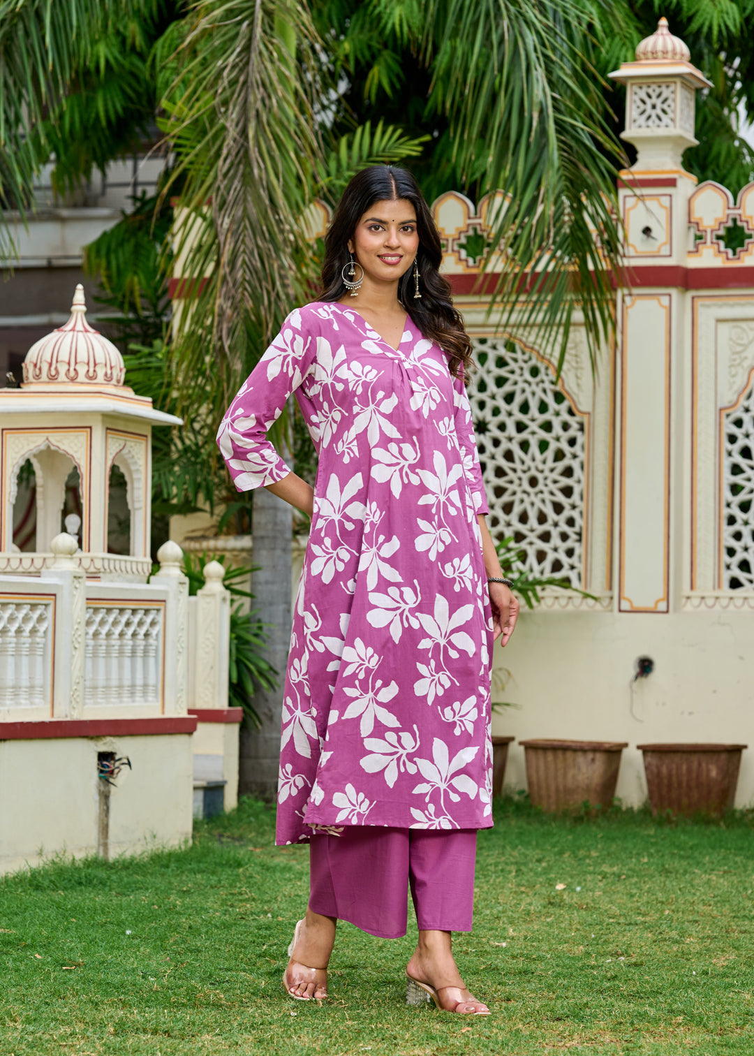 Mauve Printed Co-Ord Set for Women | LASVINI - Redefining Indian Fashion with Elegance