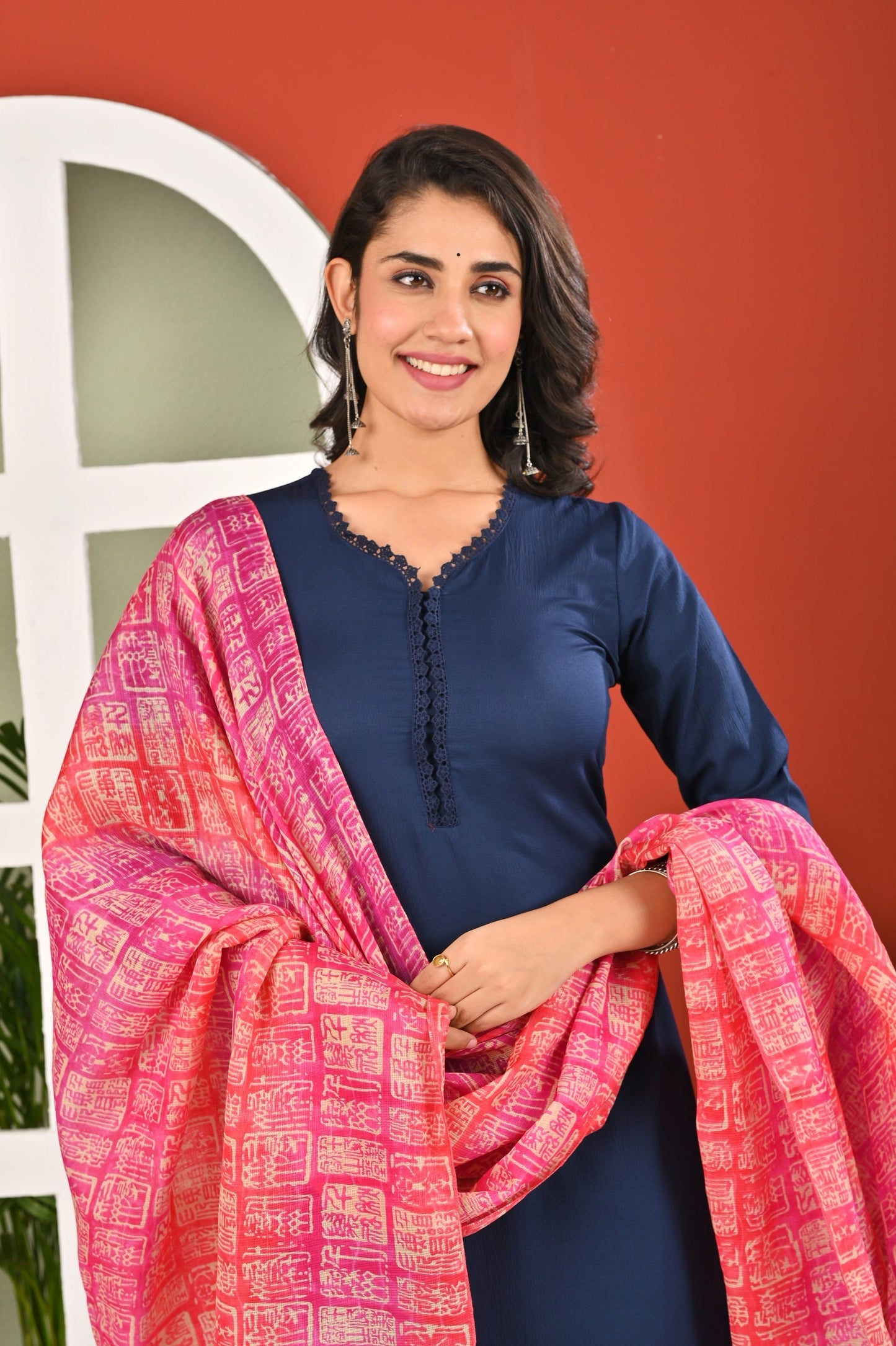 Blue Solid Kurta Set with Dupatta for Women | LASVINI - Redefining Indian Fashion with Elegance