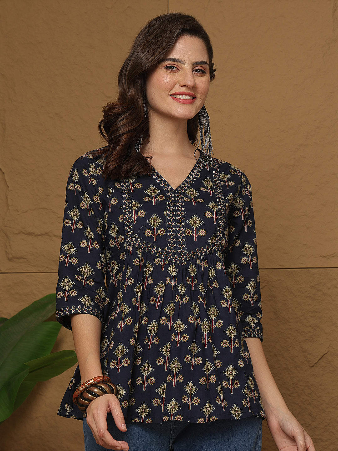 Blue Printed Top for Women | LASVINI - Redefining Indian Fashion with Elegance