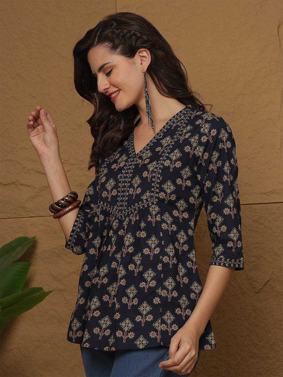 Blue Printed Top for Women | LASVINI - Redefining Indian Fashion with Elegance