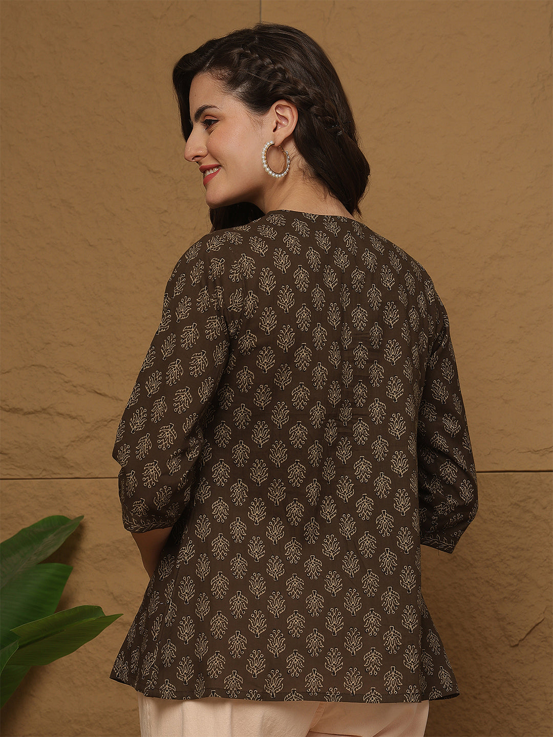 Brown Printed Top for Women | LASVINI - Redefining Indian Fashion with Elegance