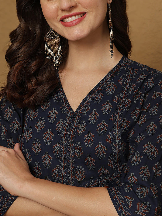 Blue Printed Top for Women | LASVINI - Redefining Indian Fashion with Elegance