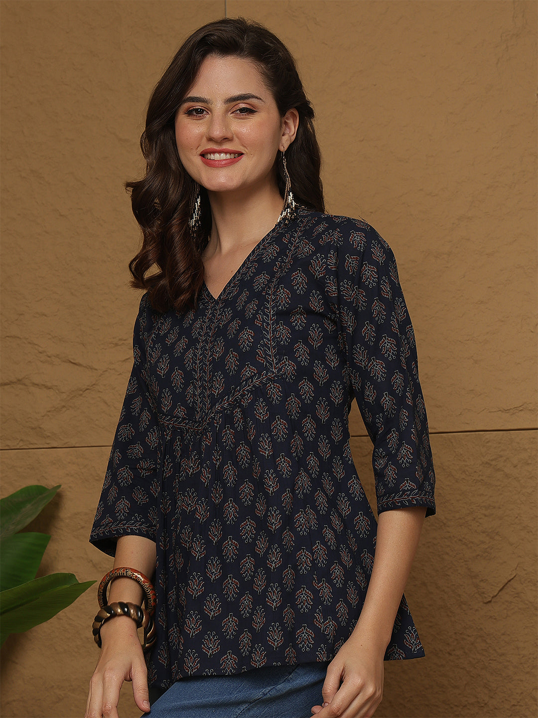 Blue Printed Top for Women | LASVINI - Redefining Indian Fashion with Elegance