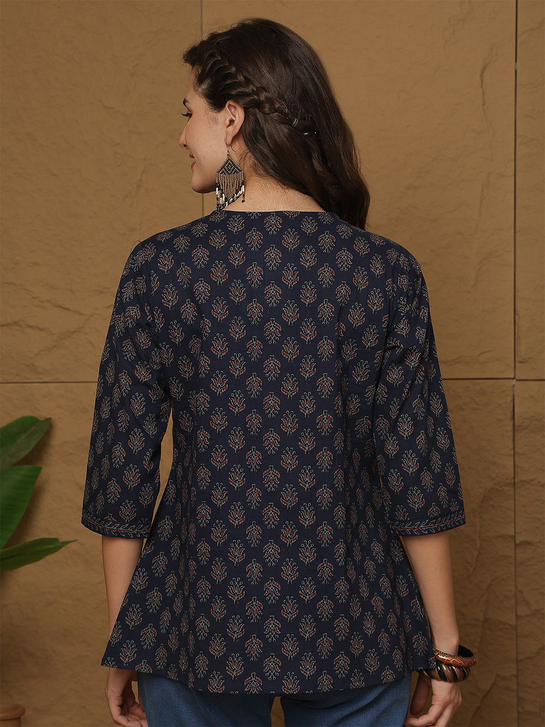 Blue Printed Top for Women | LASVINI - Redefining Indian Fashion with Elegance