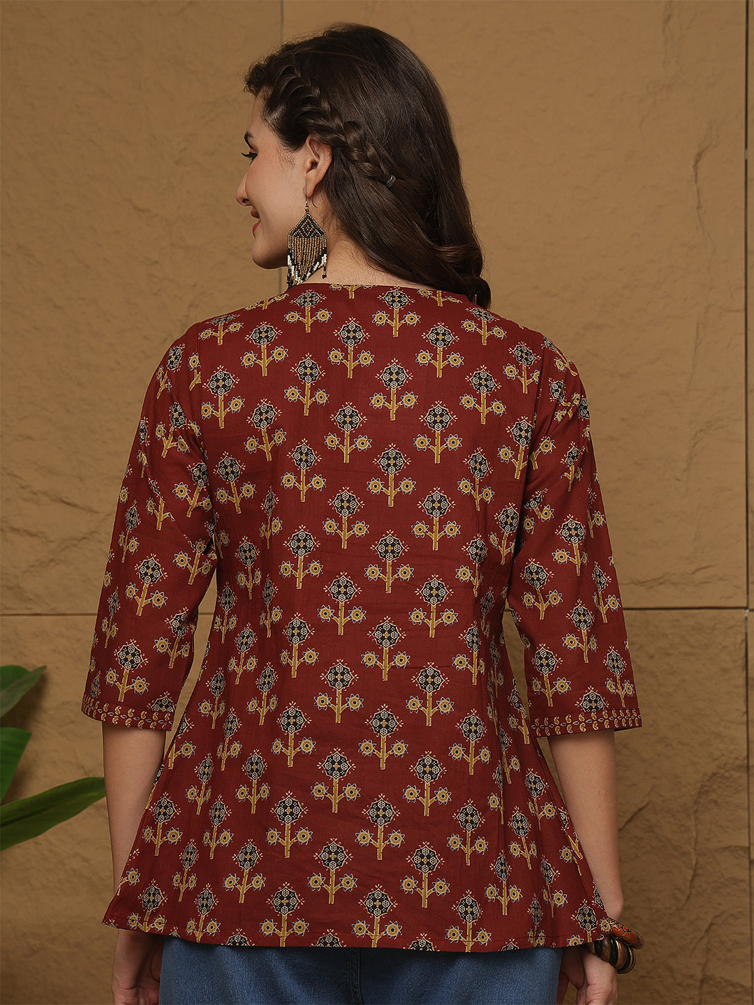 Maroon Printed Top for Women | LASVINI - Redefining Indian Fashion with Elegance