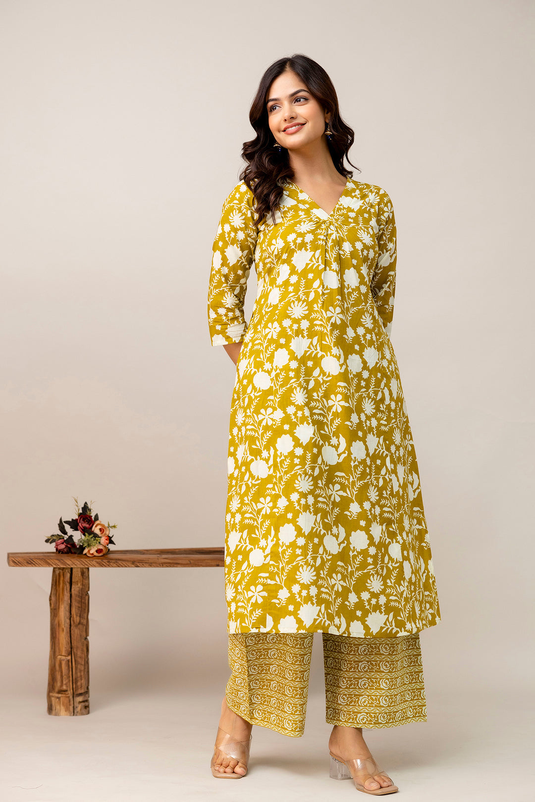 Yellow Printed Co-Ord Set for Women | LASVINI - Redefining Indian Fashion with Elegance