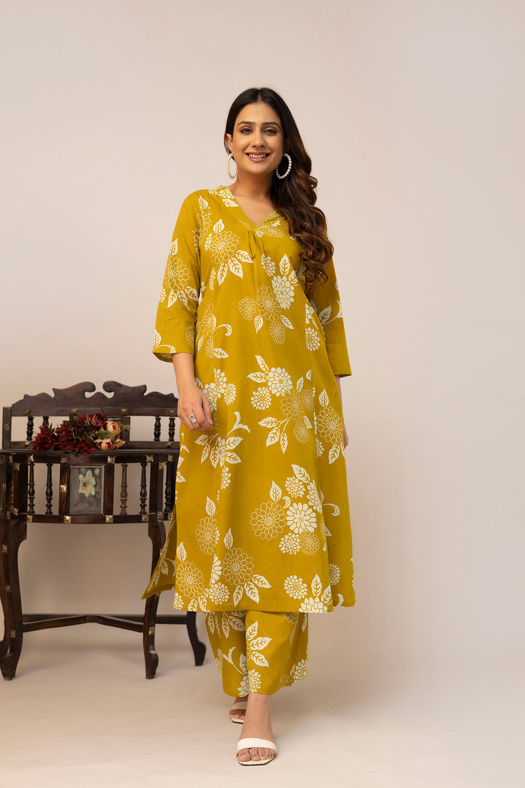 Yellow Printed Co-Ord Set for Women | LASVINI - Redefining Indian Fashion with Elegance