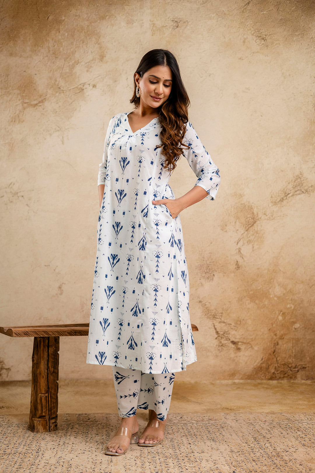 White Printed Co-Ord Set for Women | LASVINI - Redefining Indian Fashion with Elegance