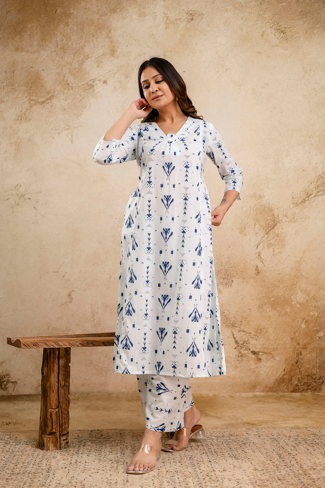 White Printed Co-Ord Set for Women | LASVINI - Redefining Indian Fashion with Elegance