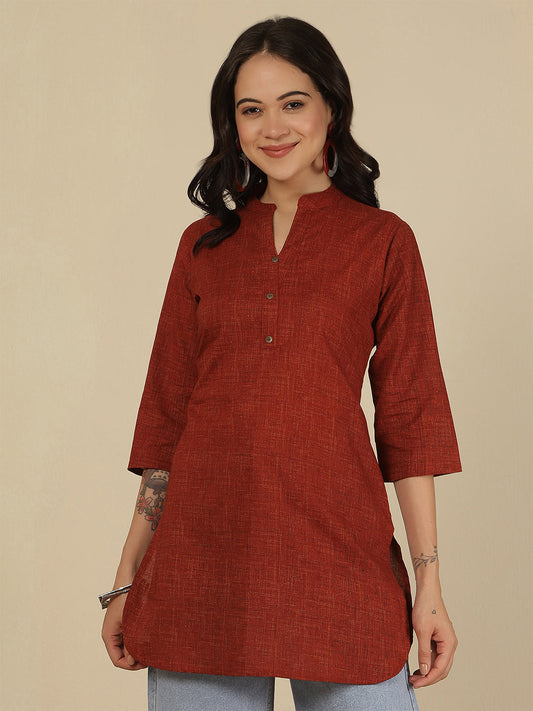 Maroon Solid Straight Tunic for Women | LASVINI - Redefining Indian Fashion with Elegance