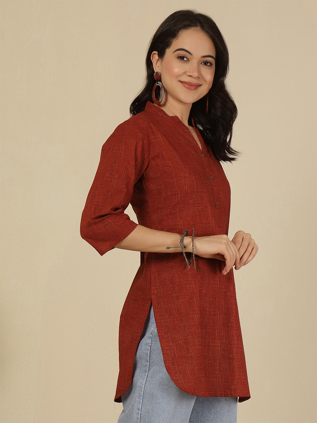 Maroon Solid Straight Tunic for Women | LASVINI - Redefining Indian Fashion with Elegance
