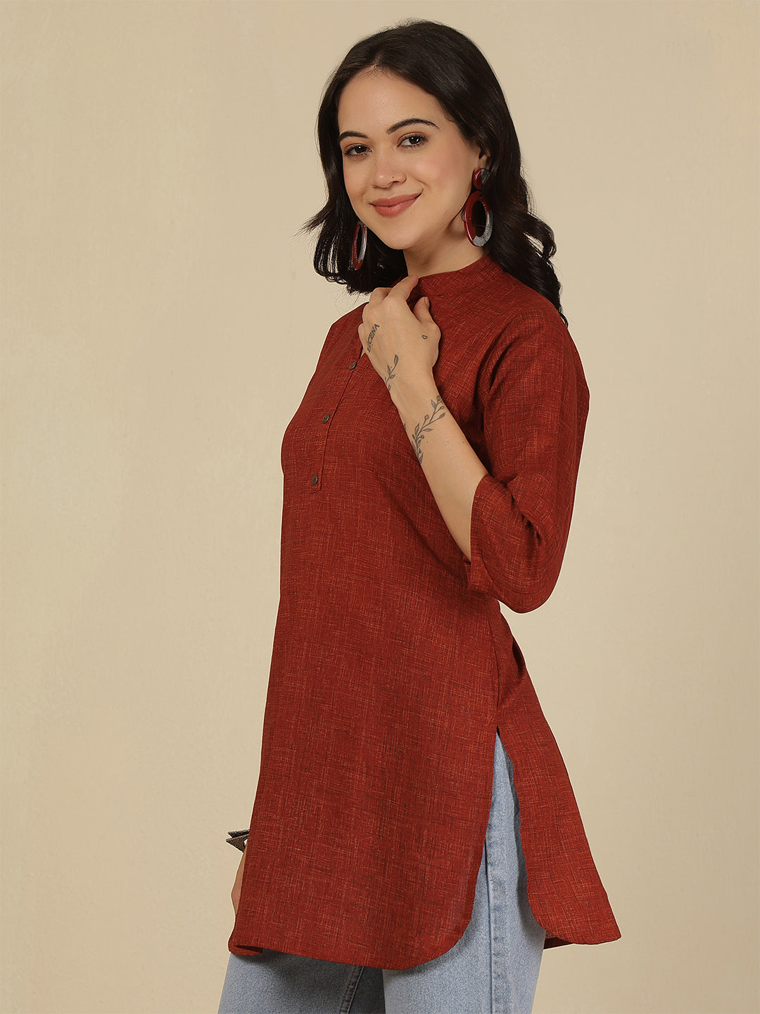 Maroon Solid Straight Tunic for Women | LASVINI - Redefining Indian Fashion with Elegance
