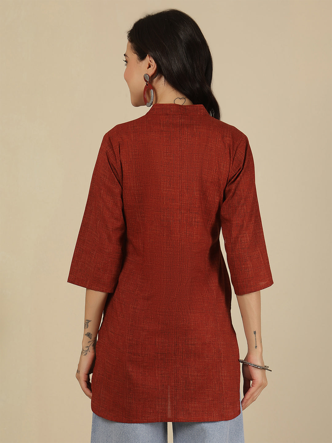 Maroon Solid Straight Tunic for Women | LASVINI - Redefining Indian Fashion with Elegance